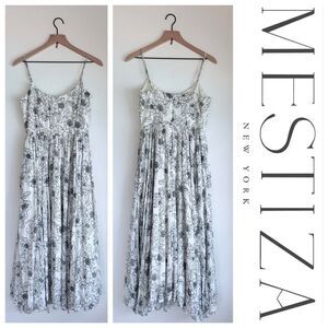 NEW SAMPLE Mestiza New York White & Black Floral Midi Dress with Boning Size 6